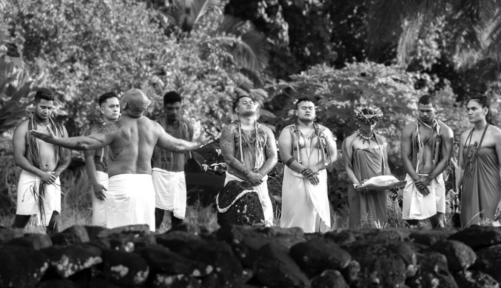 cérémonie d'ouverture de la convention de tatouage à tahaa au marae de hipu