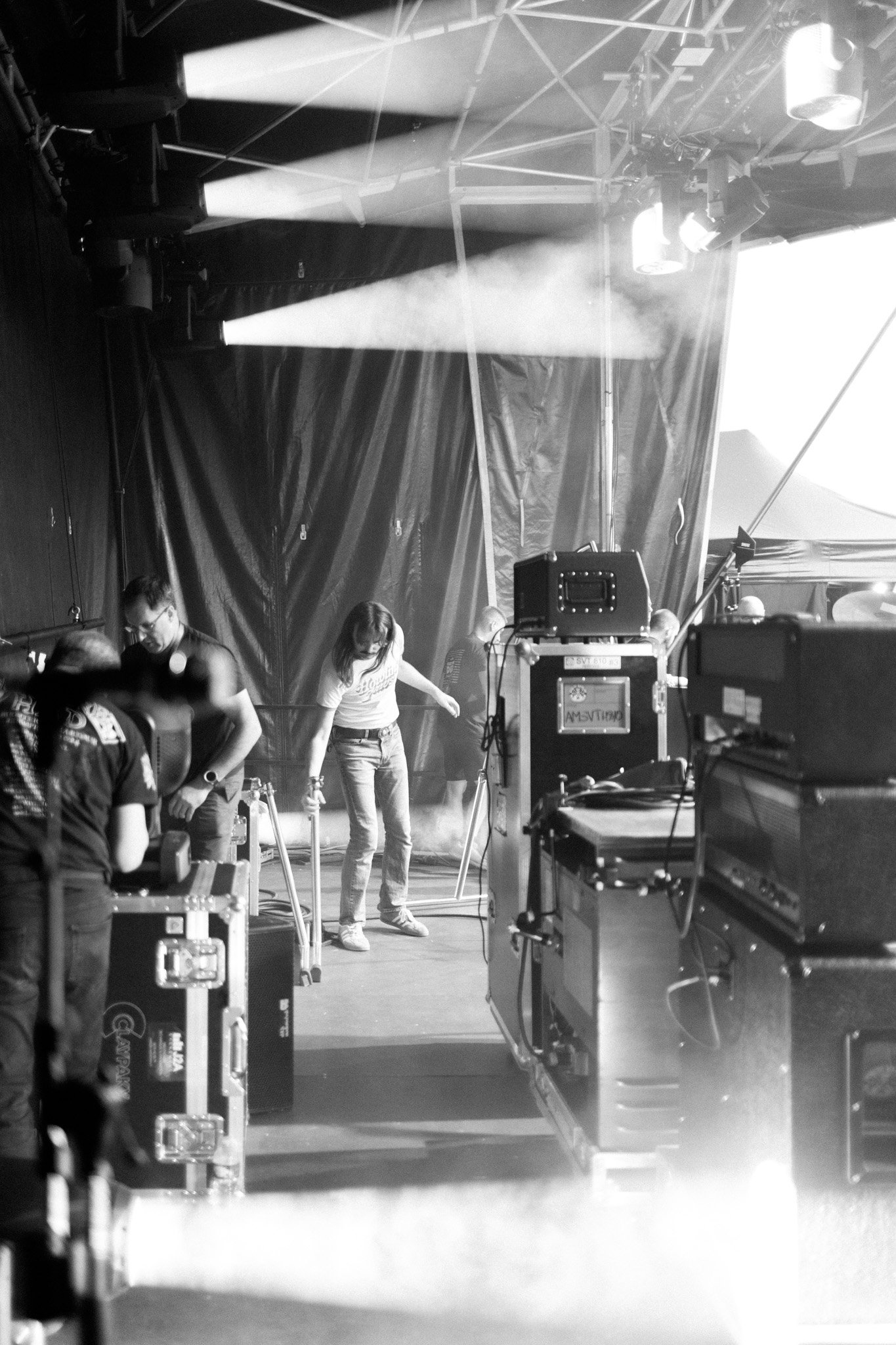reportage photographie noir et blanc coulisses festival groupe rock breton moundrag 